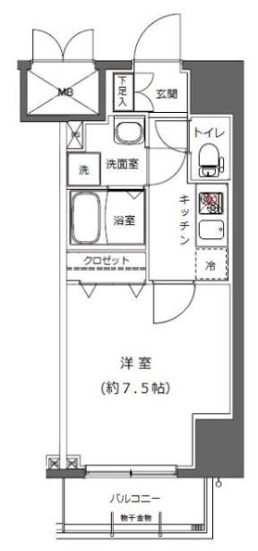 ライジングプレイス浅草ノース(1K/4階)の間取り写真