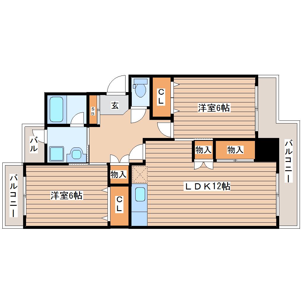 エクセル富沢(2LDK/5階)の間取り写真
