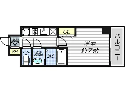 ファーストステージ梅田ウエスト(1K/8階)の間取り写真