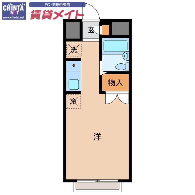エステートピア蘭(ワンルーム/2階)の間取り写真