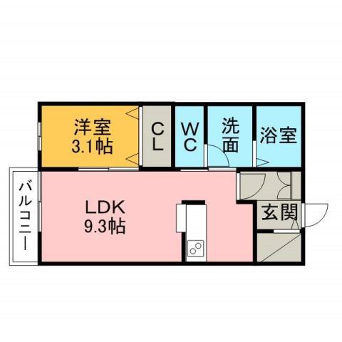エルメゾンB(1LDK/1階)の間取り写真