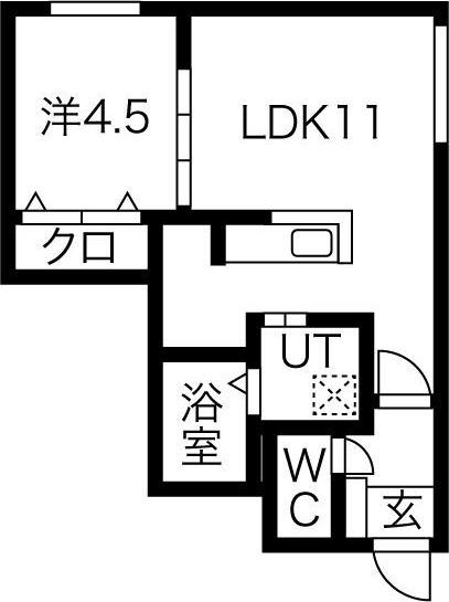 Mフラット(1LDK/1階)の間取り写真