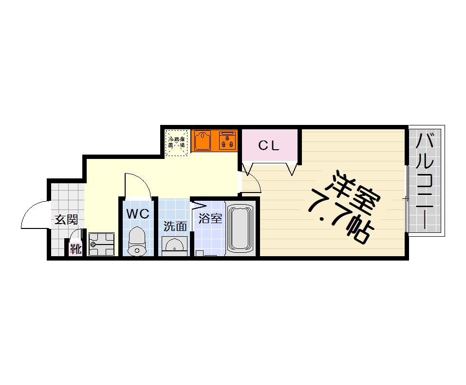 オークリーテラス(1K/1階)の間取り写真