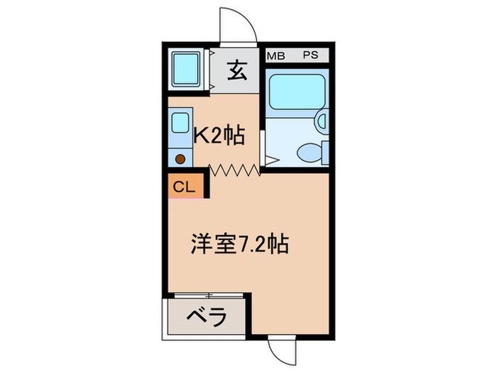 ジョイフル南田辺(1K/2階)の間取り写真