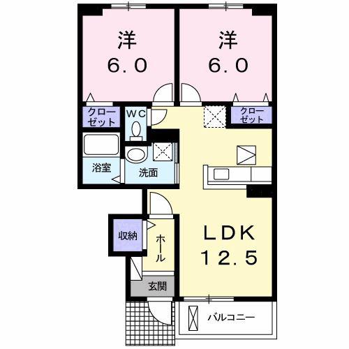 ロータス南島田B(2LDK/1階)の間取り写真