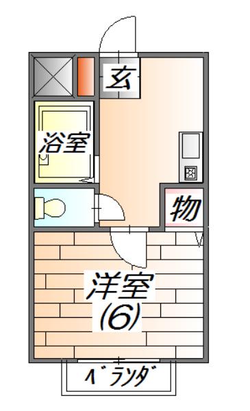 神戸電鉄三田線 横山駅(兵庫) 徒歩8分 2階建 築28年(1K/2階)の間取り写真