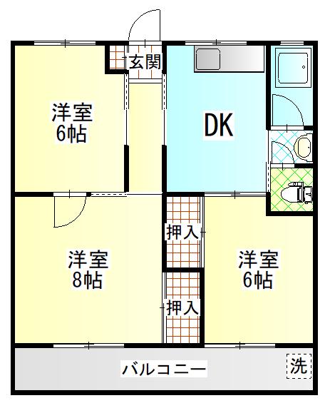 マンション加地(3DK/2階)の間取り写真