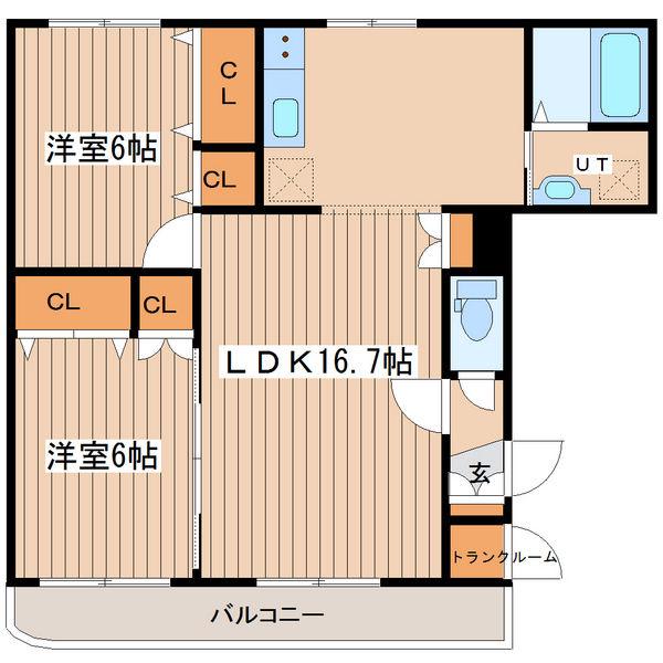 カサグランデ平和(2LDK/3階)の間取り写真