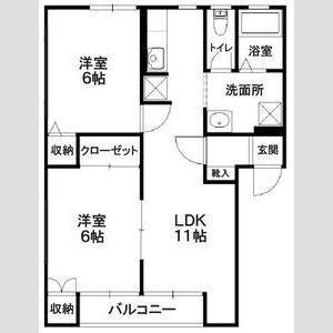 ルシアA(2LDK/1階)の間取り写真