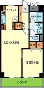 若草ハイツ(1LDK/5階)の間取り写真