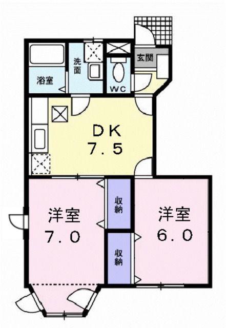 ラルジュ・翠ケ丘一番館(2DK/1階)の間取り写真
