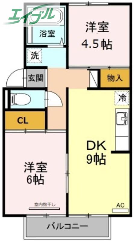 プレジール洲崎(2DK/1階)の間取り写真