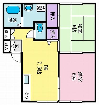 グリーンハイツ(2DK/1階)の間取り写真