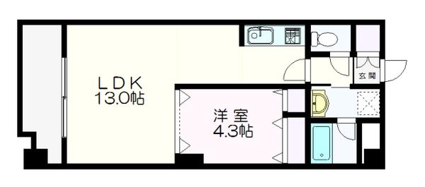 パークヒル厚別(1LDK/2階)の間取り写真