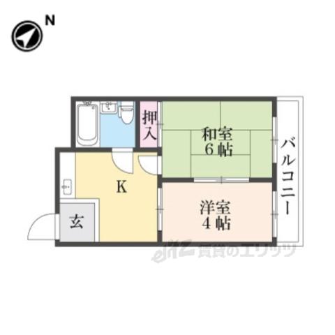 CLEAR HOSHIGAOKAⅠ(2K/B1階)の間取り写真