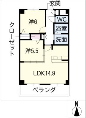 ソシア大口(2LDK/1階)の間取り写真