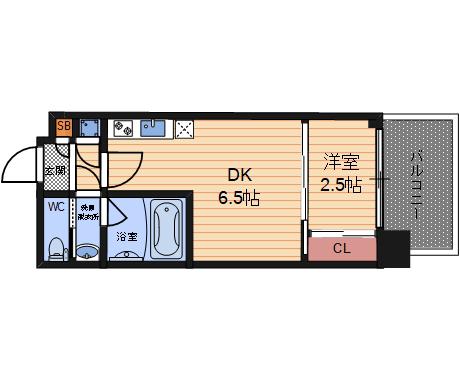 セレニテ中崎町リアン(1DK/9階)の間取り写真