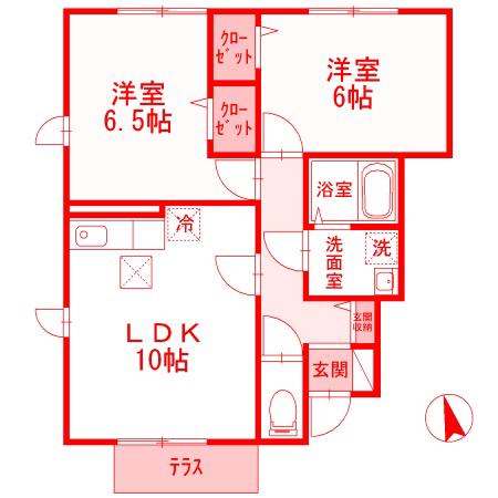 サニーグレイス(2LDK/1階)の間取り写真