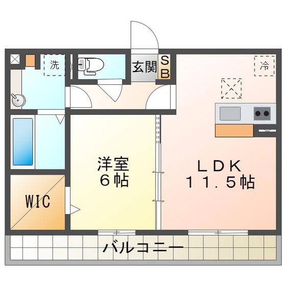 エミネンス B(1LDK/1階)の間取り写真