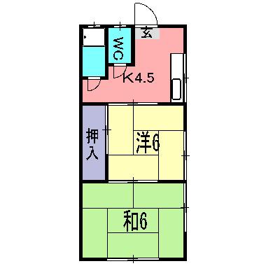 東雲荘(2DK/1階)の間取り写真
