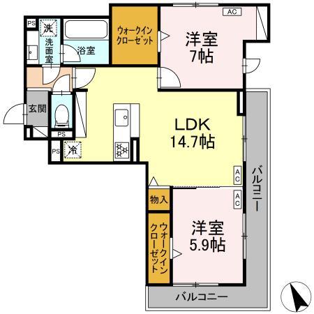 リエート(2LDK/2階)の間取り写真