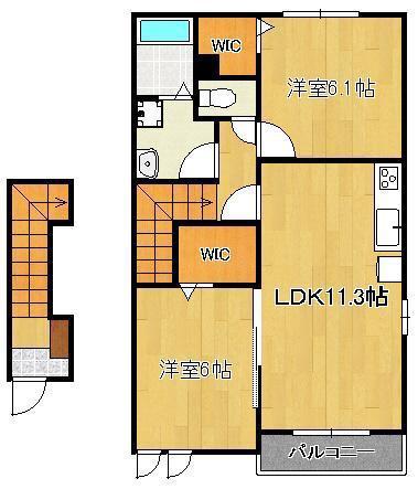 ジェイ・ヴィルタス 2(2LDK/2階)の間取り写真