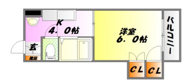 第1コーポ大場(1K/4階)の間取り写真
