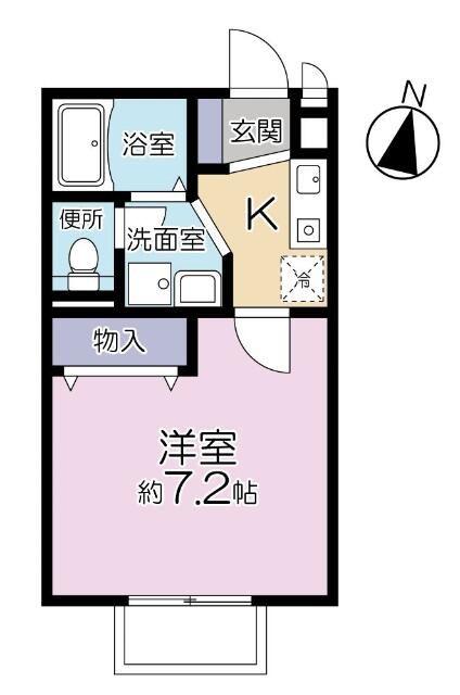 Kメゾン(1K/1階)の間取り写真