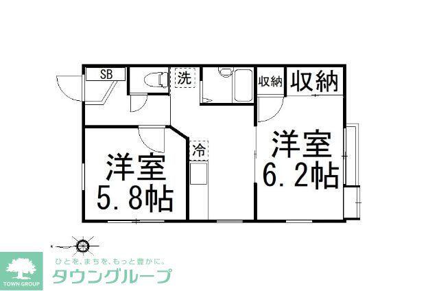 アルテメゾン 茅ヶ崎(2DK/1階)の間取り写真