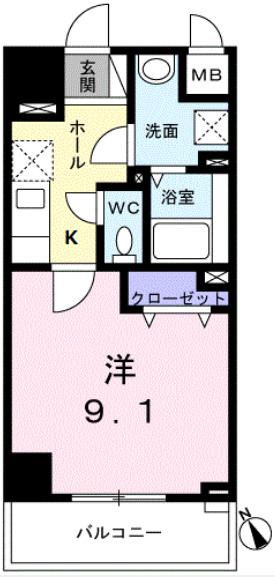 ウエストグローブ(1K/2階)の間取り写真
