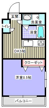 エスポアール 301号(1DK/3階)の間取り写真