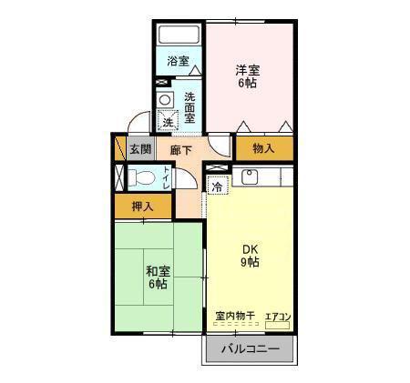 サントビーヴィレッジ(2DK/2階)の間取り写真
