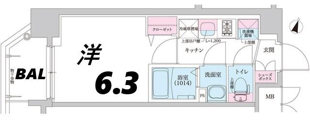 プレサンスブルーム東三国(1K/3階)の間取り写真