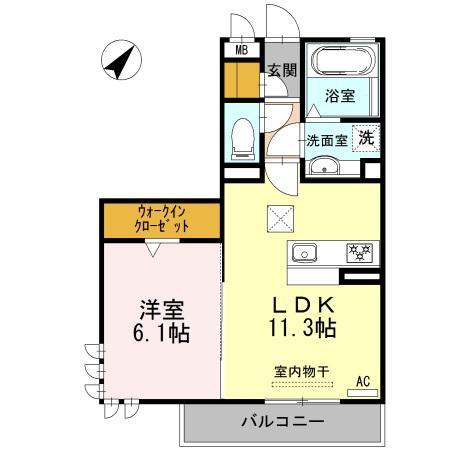 グランシャトル(1LDK/1階)の間取り写真
