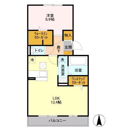 メルシー A(1LDK/1階)の間取り写真