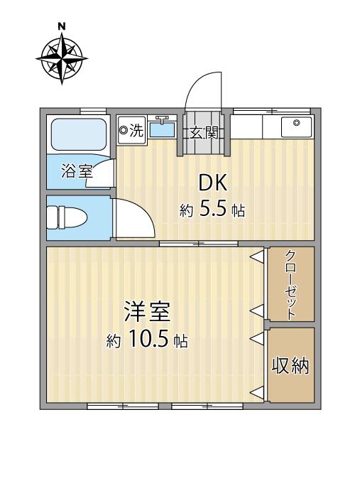 アークタウン(1DK/1階)の間取り写真
