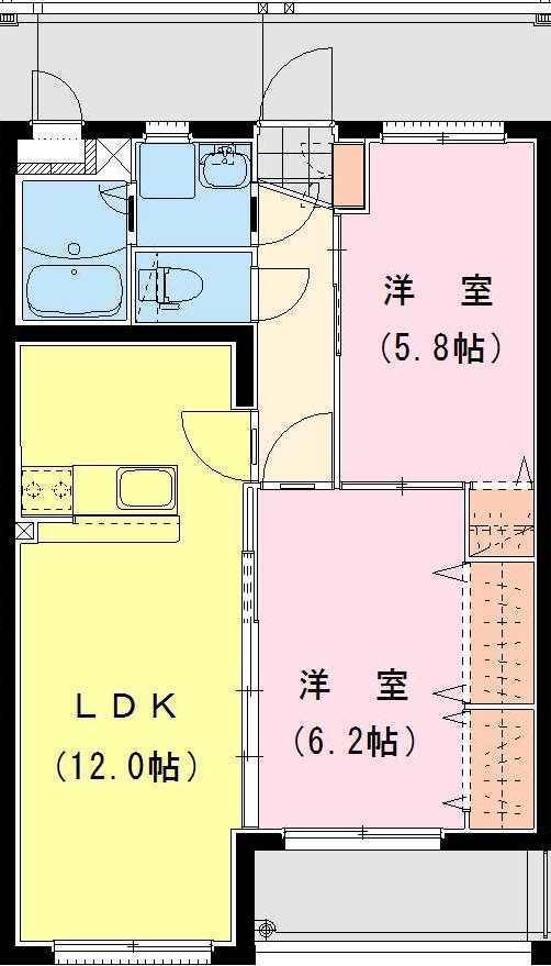 EINSII(2LDK/3階)の間取り写真