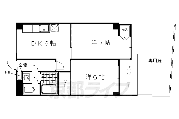 サンダ館II(1K/2階)の間取り写真