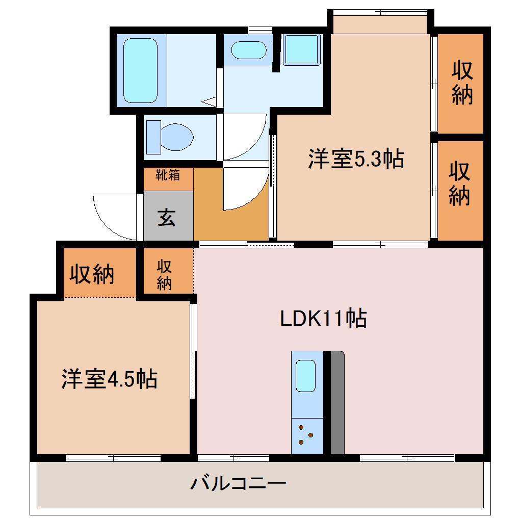 ドリーム佐倉 II(2LDK/1階)の間取り写真