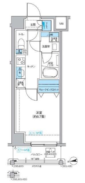 フレンシアノイエ成増(1K/2階)の間取り写真