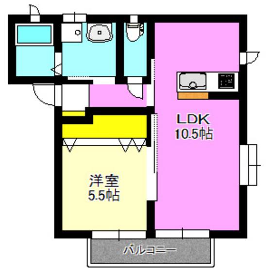 ラフィーネ江木(1LDK/1階)の間取り写真