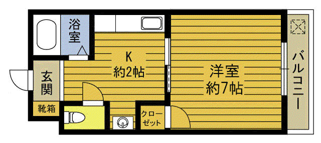 スカイコート大分大在第2(1K/1階)の間取り写真