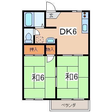 トロネージュ(2DK/1階)の間取り写真