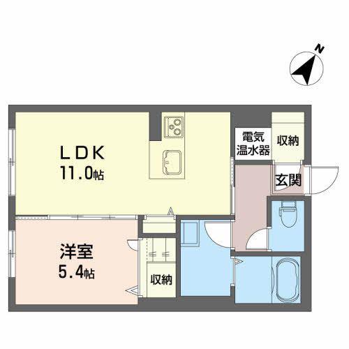フォーブール馬場町(1LDK/1階)の間取り写真