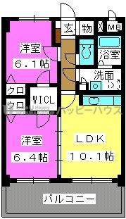 ヴァンクレール(2LDK/3階)の間取り写真