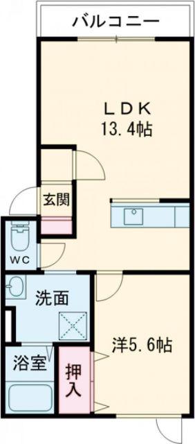 L UA (1LDK/1階)の間取り写真