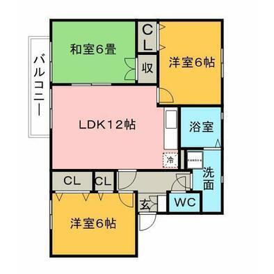 アークアムールIIB棟(3LDK/1階)の間取り写真