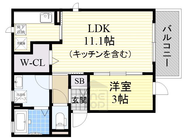 カトルセゾン(1LDK/1階)の間取り写真