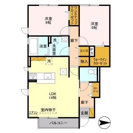 さくらこーとA(2LDK/1階)の間取り写真