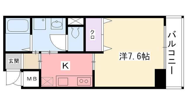 グランジェルメ(1K/1階)の間取り写真